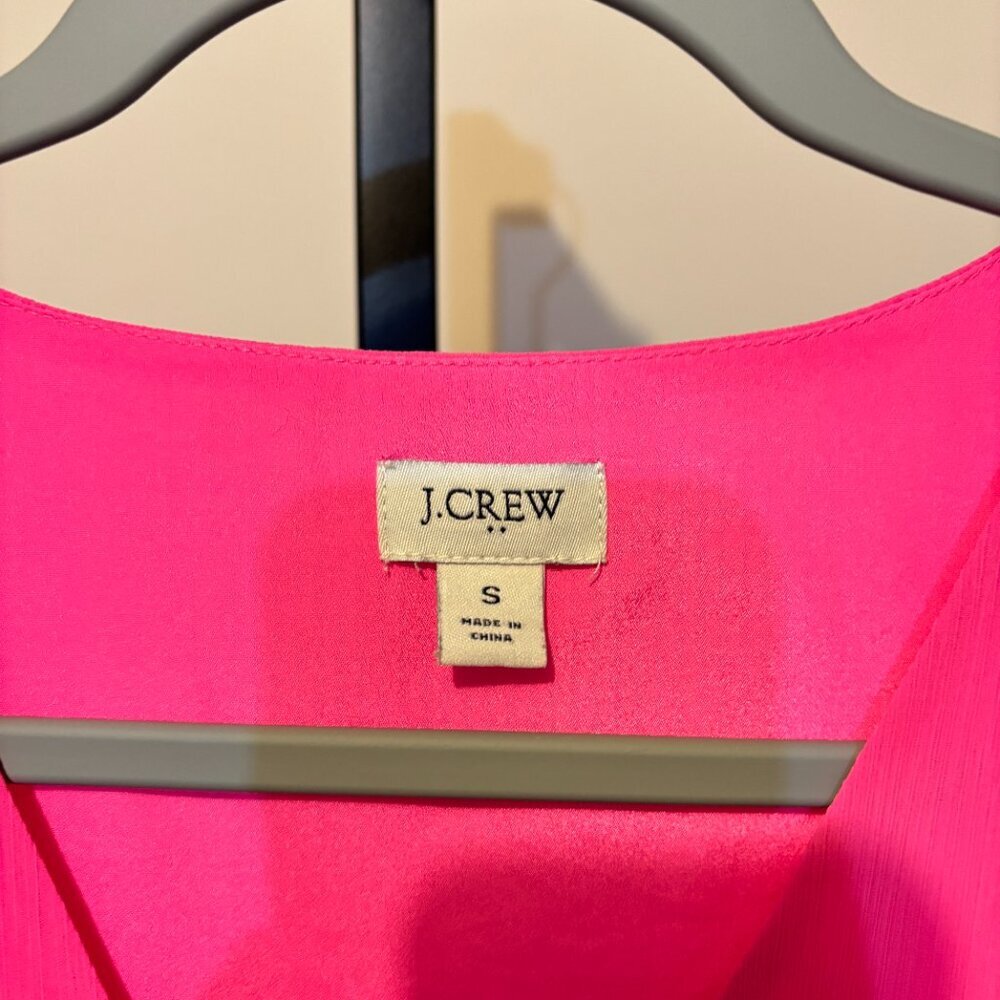 J. Crew Pink Ruffle Short Sleeve Button Front Blouse - Picture 3 of 11